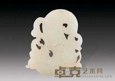 清 玉雕龙形珮 长5.5cm